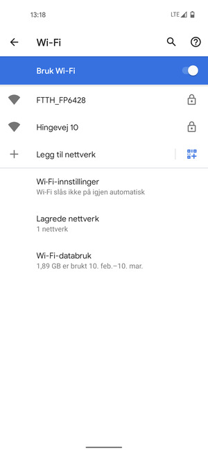 Velg det trådløse nettverket du vil koble til