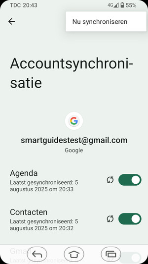 Selecteer Nu synchroniseren