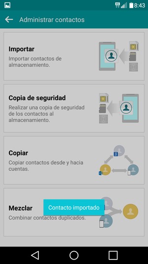Sus contactos se guardarán en su cuenta de Google y se guardarán en su teléfono la próxima vez que Google sea sincronizado.