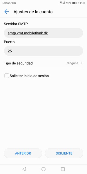 Desmarque la casilla de verificación Solicitar inicio de sesión y seleccione SIGUIENTE