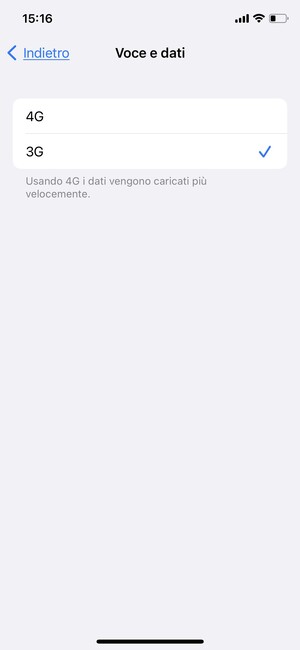 Per abilitare 3G, seleziona 3G