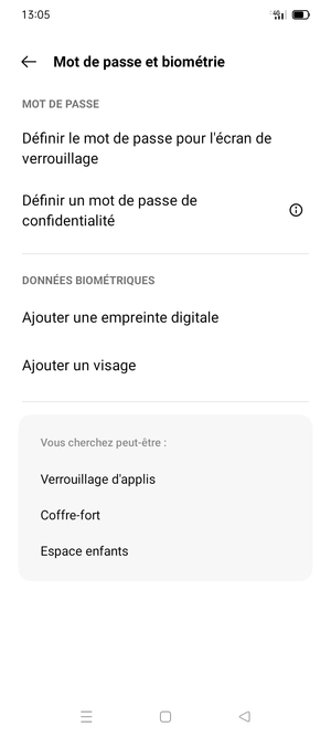 Sélectionnez Définir le mot de passe pour lécran verrouillage