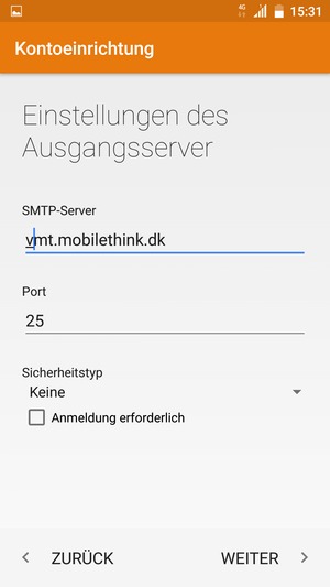 Deaktivieren Sie das Kontrollkästchen Aanmeldung erforderlich und wählen Sie WEITER