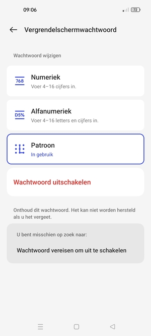Uw telefoon is nu beveiligd met een schermvergrendeling