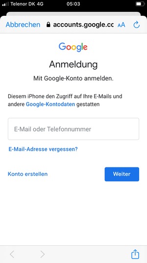 Geben Sie Ihre E-Mail-Adresse ein und wählen Sie Weiter