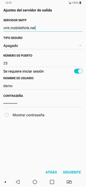 Introduzca la dirección de servidor saliente