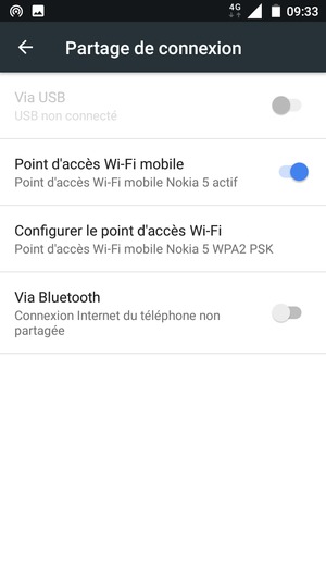 Votre téléphone est maintenant configuré pour être utilisé comme modem