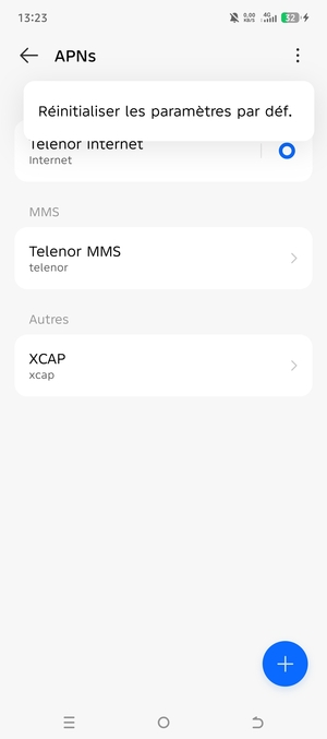 Sélectionnez Réinitialiser les paramètres par déf.