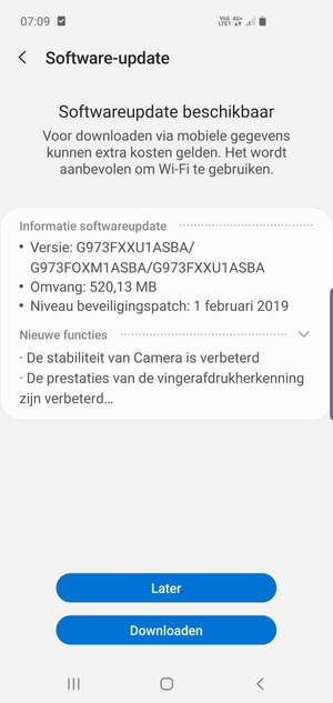 Als uw telefoon niet up-to-date is, selecteert u Downloaden