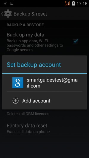 Select your backup account