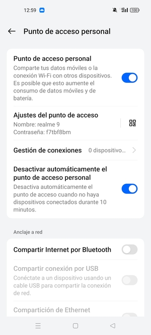 El teléfono ha sido configurado para su uso como módem