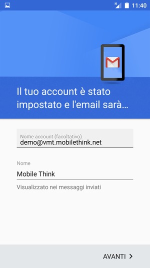 Scegli un nome per il tuo account e inserisci il tuo nome. Seleziona AVANTI