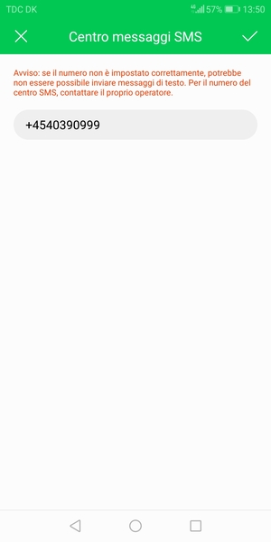 Inserisci Centro messaggi SMS e seleziona OK