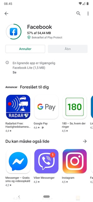 Afvent at installeringen er afsluttet