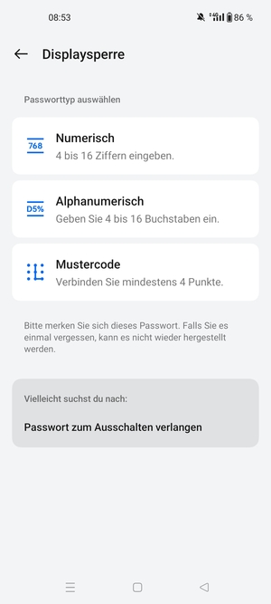 Wählen Sie Mustercode