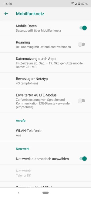 Schalten Sie Netzwerk automatisch auswählen aus