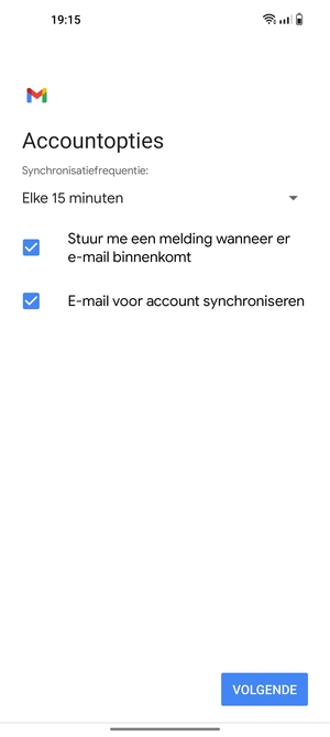 Selecteer VOLGENDE