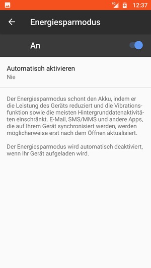 Schalten Sie Energiesparmodus ein