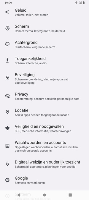 Scroll naar en selecteer Locatie
