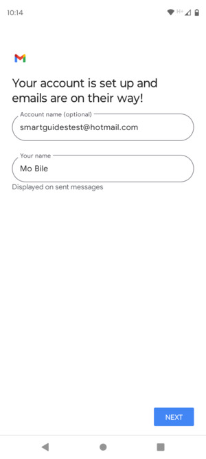 Give your account a name and enter your name. Select NEXT