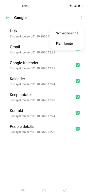 Velg Synkroniser nå
