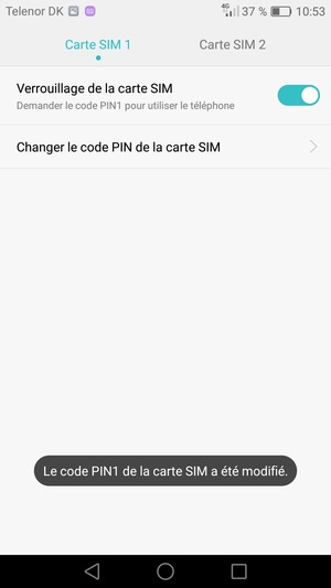 Votre code PIN de la carte SIM a été modifié