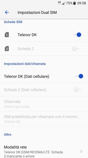 Scorri e seleziona Modalità rete
