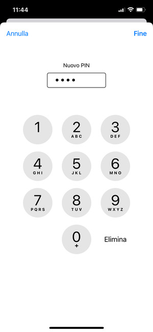 Inserisci Nuovo PIN e seleziona Fine