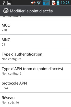 Faites défiler vers le bas et saisissez les informations MMS
