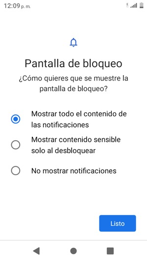 Seleccione la opción deseada y seleccione Listo
