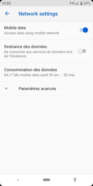 Sélectionnez Paramètres avancés