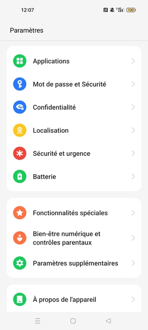 Faites défiler et sélectionnez Mot de passe et Sécurité