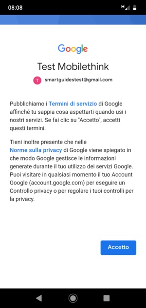 Seleziona Accetto