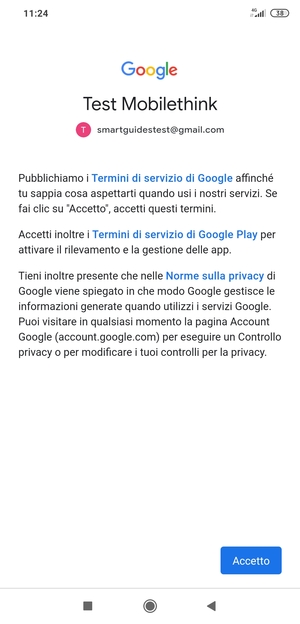 Seleziona Accetto