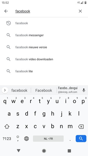 Voer de app-naam in en selecteer Zoeken