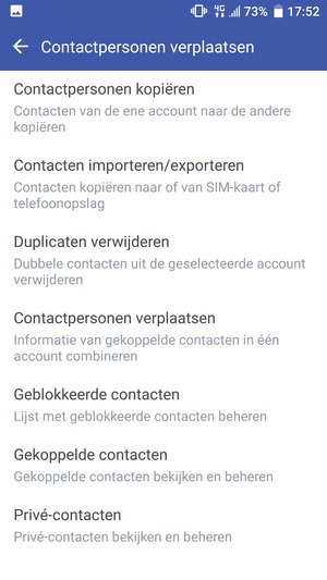 Selecteer Contacten importeren/exporteren