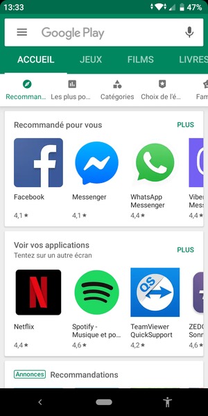 Sélectionnez la barre de Recherche