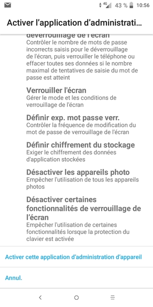 Faites défiler et sélectionnez Activer cette application d'administration d'appareil