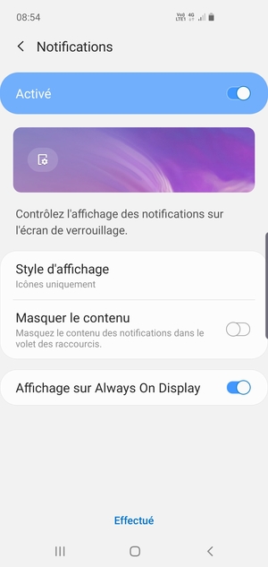 Sélectionnez votre options préférées et sélectionnez Effectué