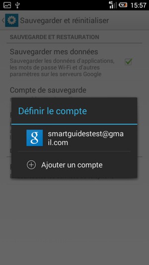 Sélectionnez votre compte de sauvegarde