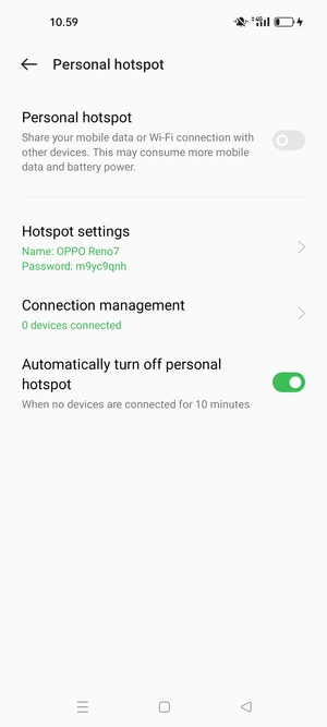 Turn on Personal hotspot