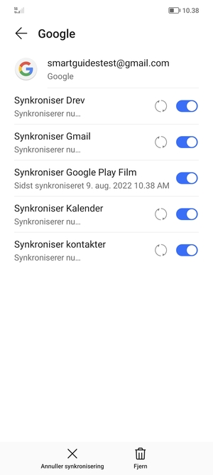Dine oplysninger vil blive synkroniseret