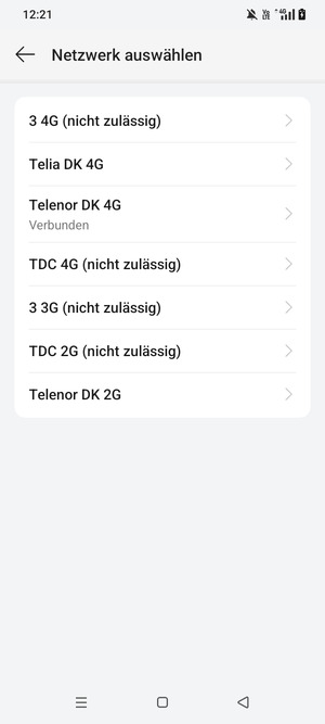 Wählen Sie einen Netzbetreiber von der Liste