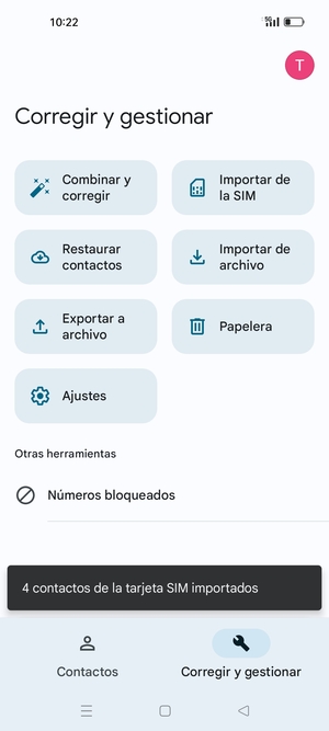 Sus contactos se guardarán en su cuenta de Google y se guardarán en su teléfono la próxima vez que Google sea sincronizado.