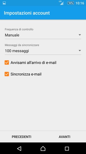 Seleziona AVANTI