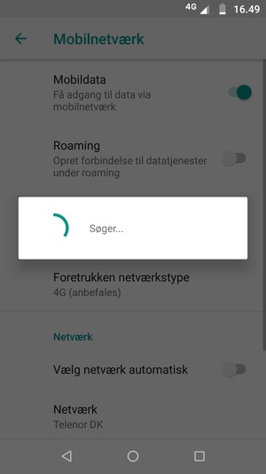 Afvent at søgningen er afsluttet