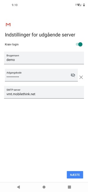 Indtast udgående serveradresse