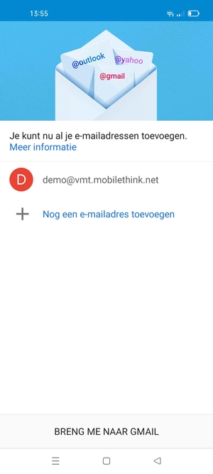 Selecteer BRENG ME NAAR GMAIL