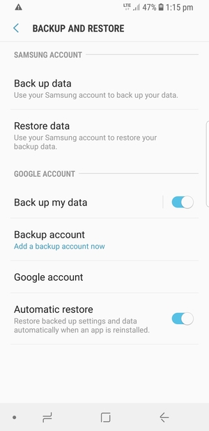 Select Backup account