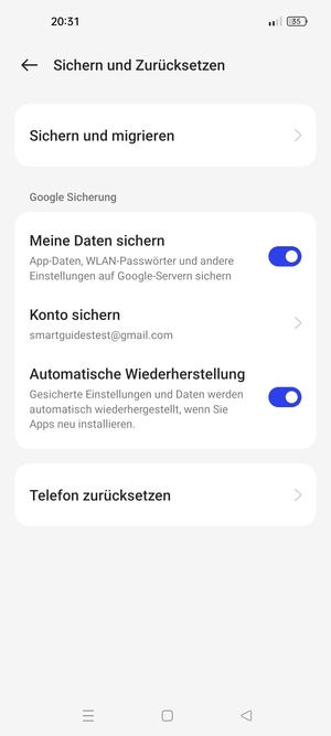 Wählen Sie Konto sichern